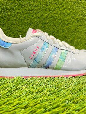 Adidas Samoa Womens Size 7.5 Gray Pink White Athletic Running Shoes Sneakers